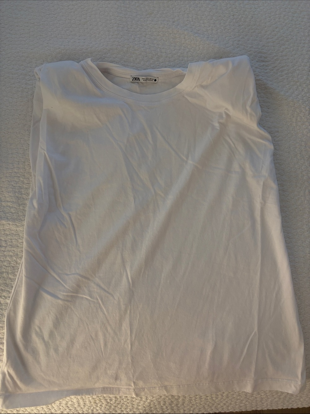 Zara Men White Crew Neck Tee - Short Sleeve